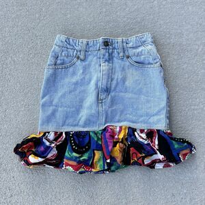 Vintage 90s Rare Absolutely No! Jeans Authentic Venom Skirt Fabric Ruffle Bottom